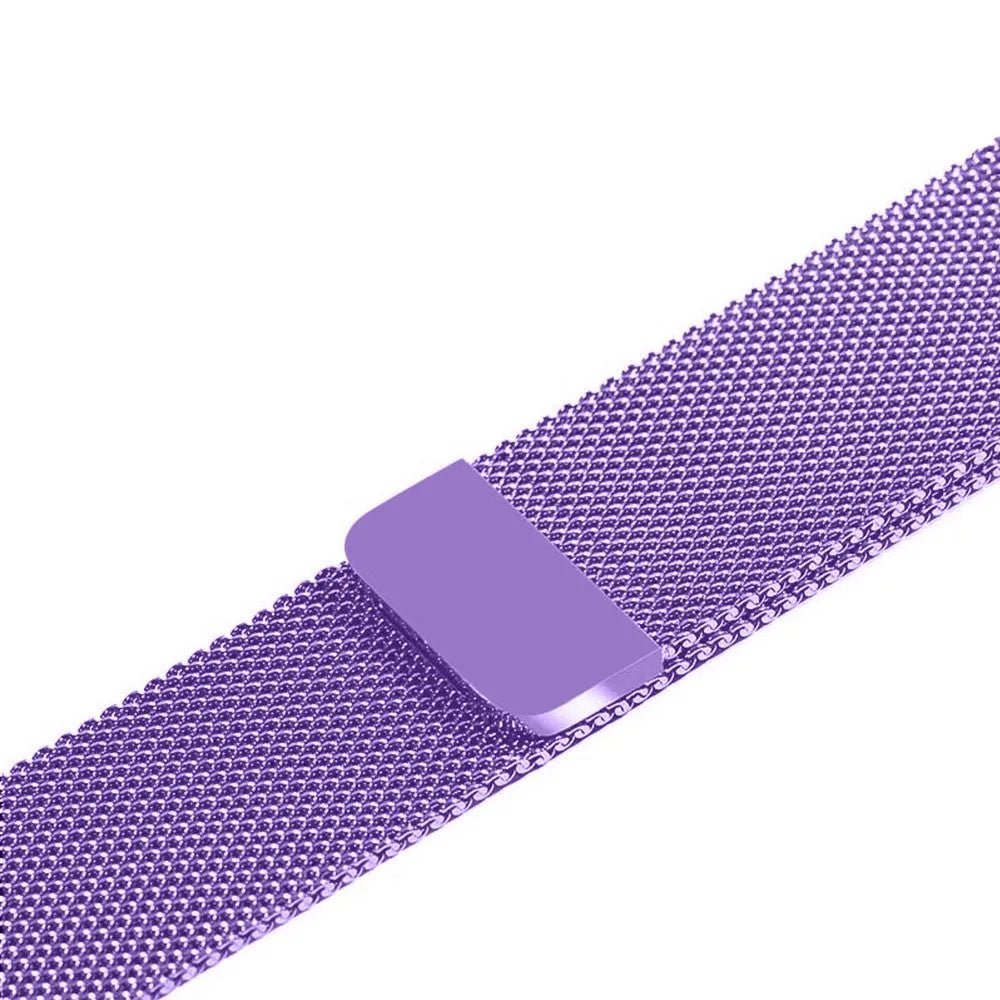 Stainless steel watch strap in silver finish showing 38mm case fit and adjustable buckle