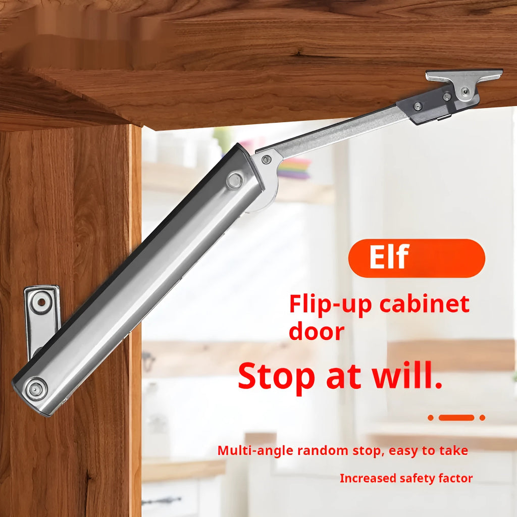 Cold rolled steel support rod with spring mechanism for tatami cabinet flap-up doors
