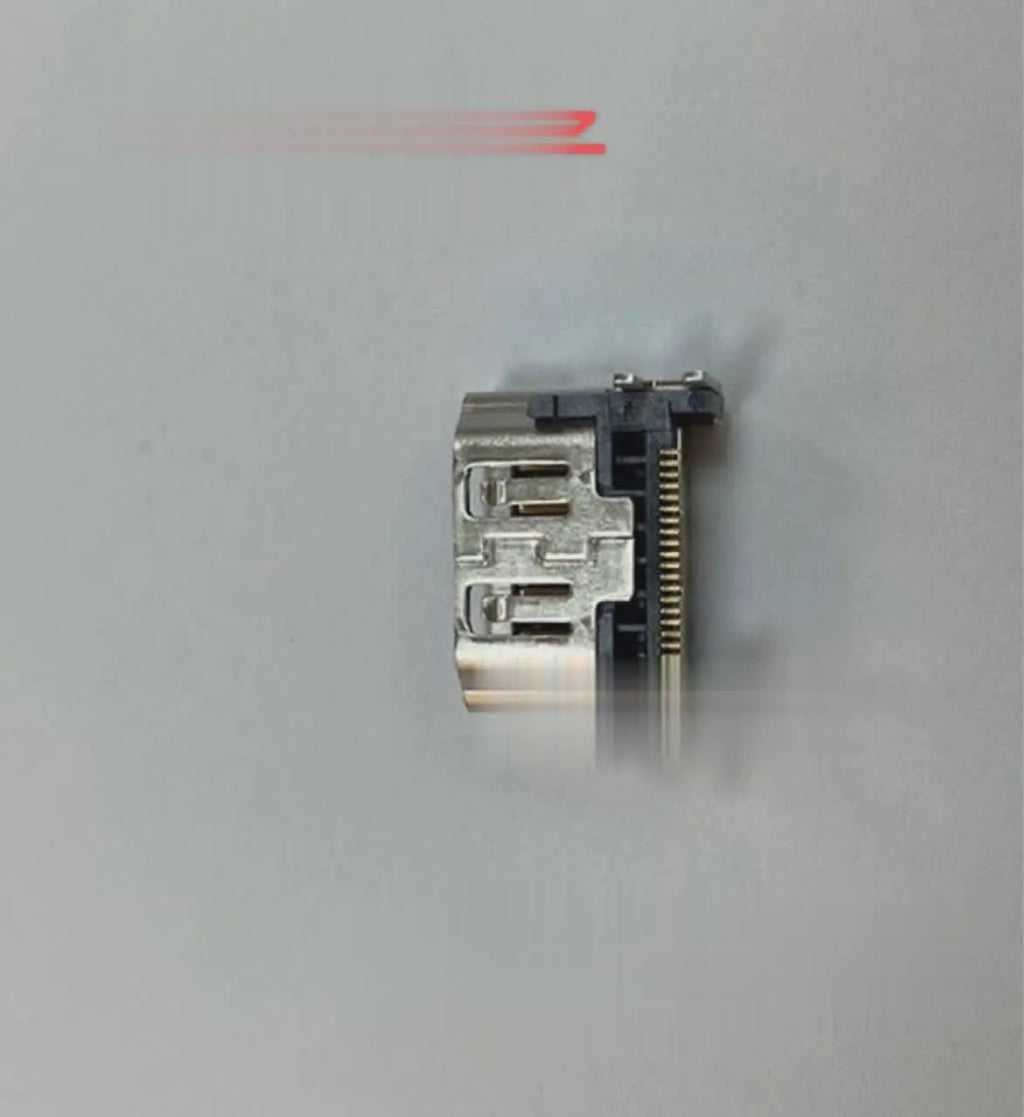 Silver HDMI host interface socket for gaming consoles and electronic hardware installations
