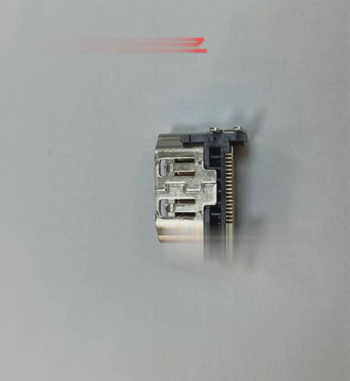 Silver HDMI host interface socket for gaming consoles and electronic hardware installations