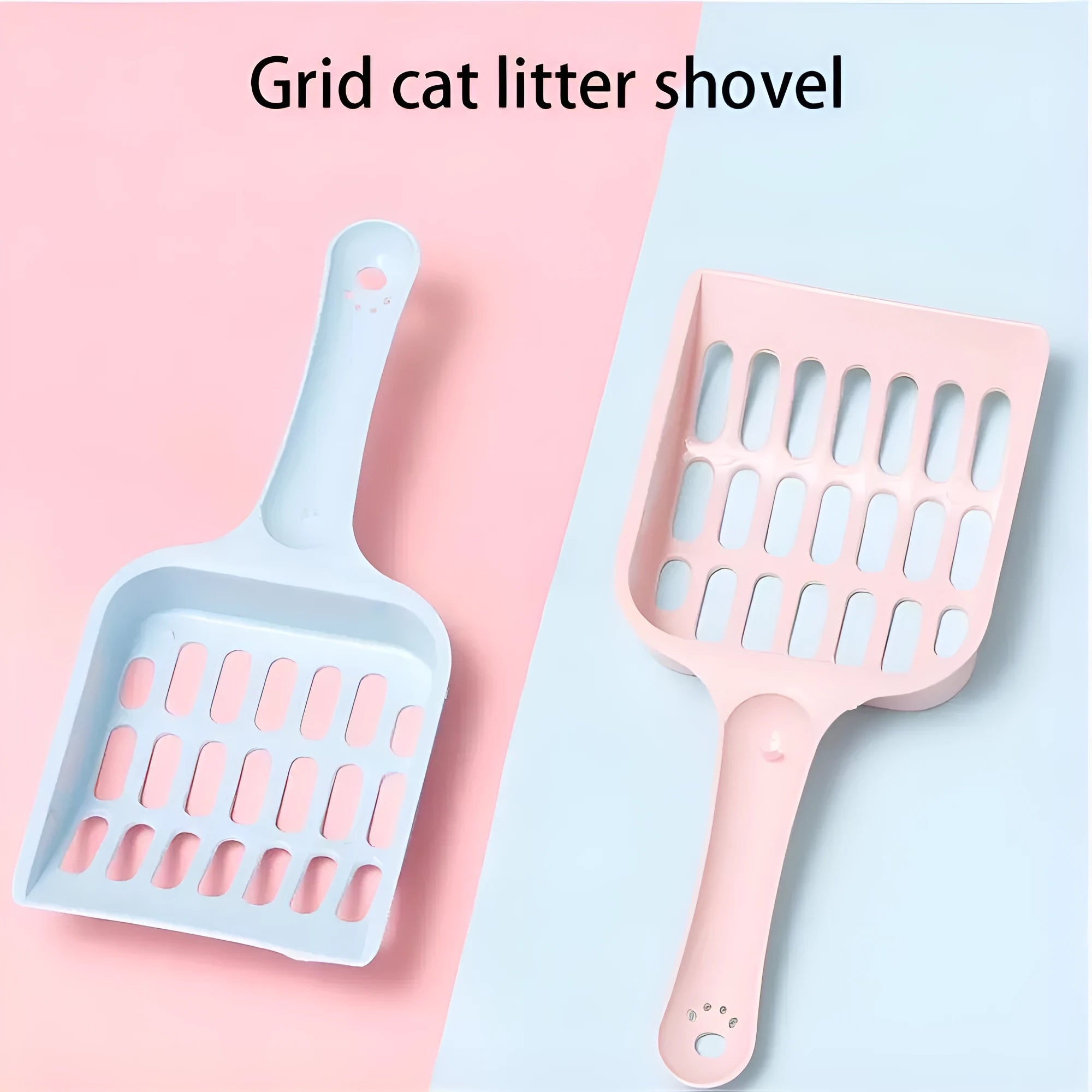 Plastic cat litter scoop in blue green or pink measuring 20cm long for cleaning pet toilet sand