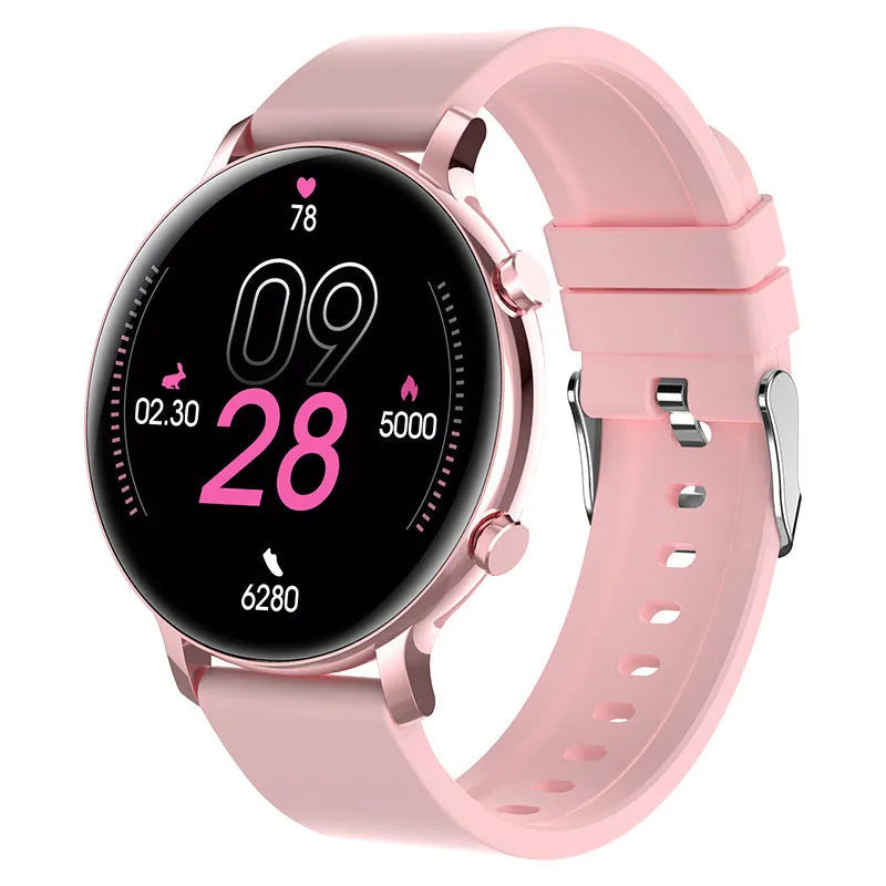 Bluetooth call smartwatch with stainless steel strap showing heart rate monitoring display