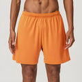 Men's quick-drying double-layer running shorts in sky green colour with moisture-wicking fabric