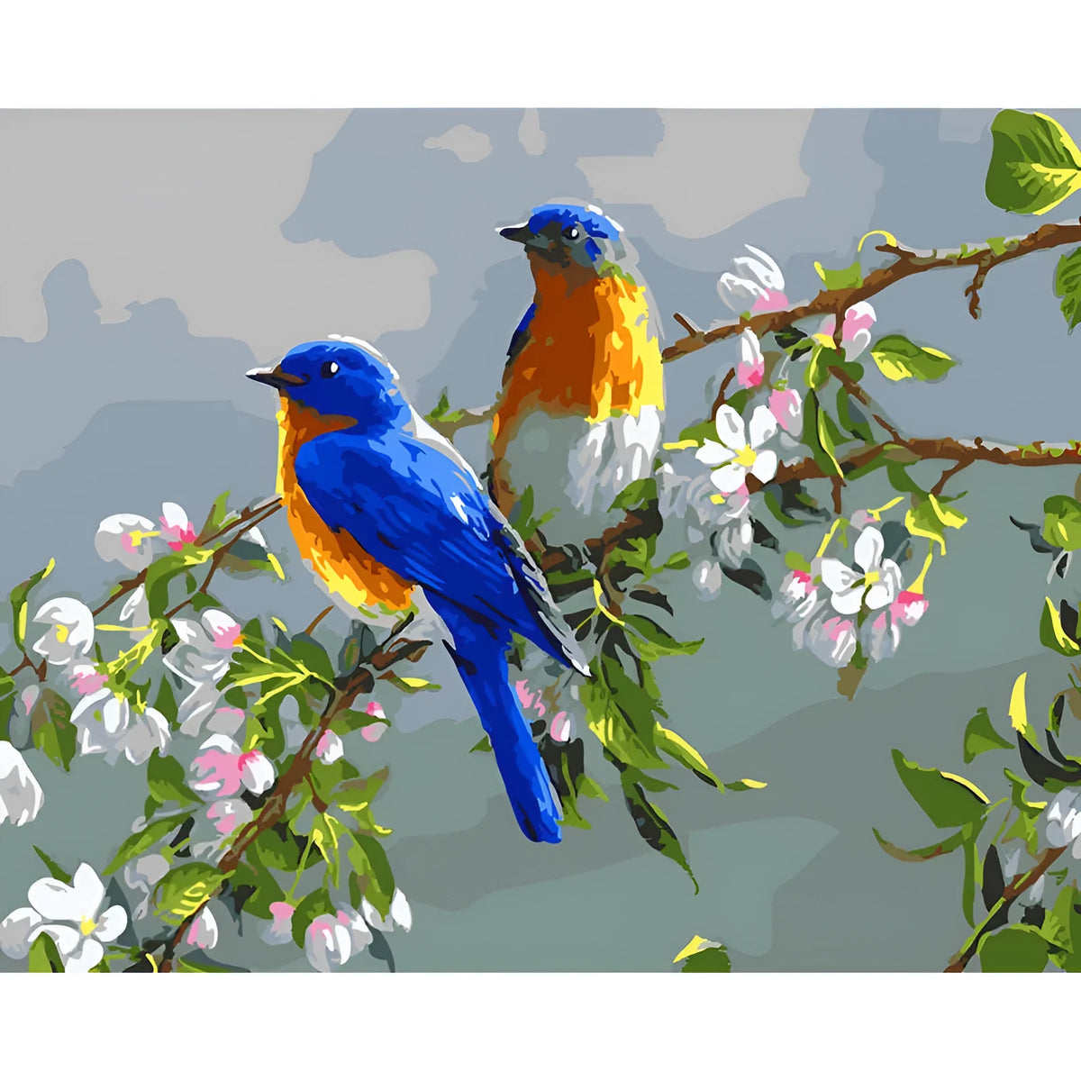 Hand-painted animal oil painting on linen canvas in academicism style with idyllic scenery background