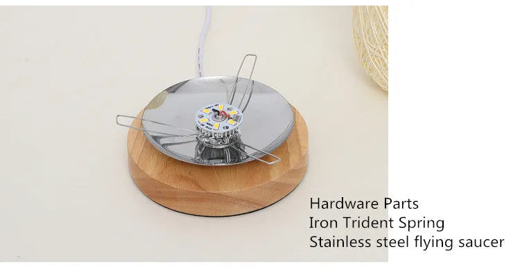 Natural hemp rope Sepak Takraw desk lamp with solid wood base