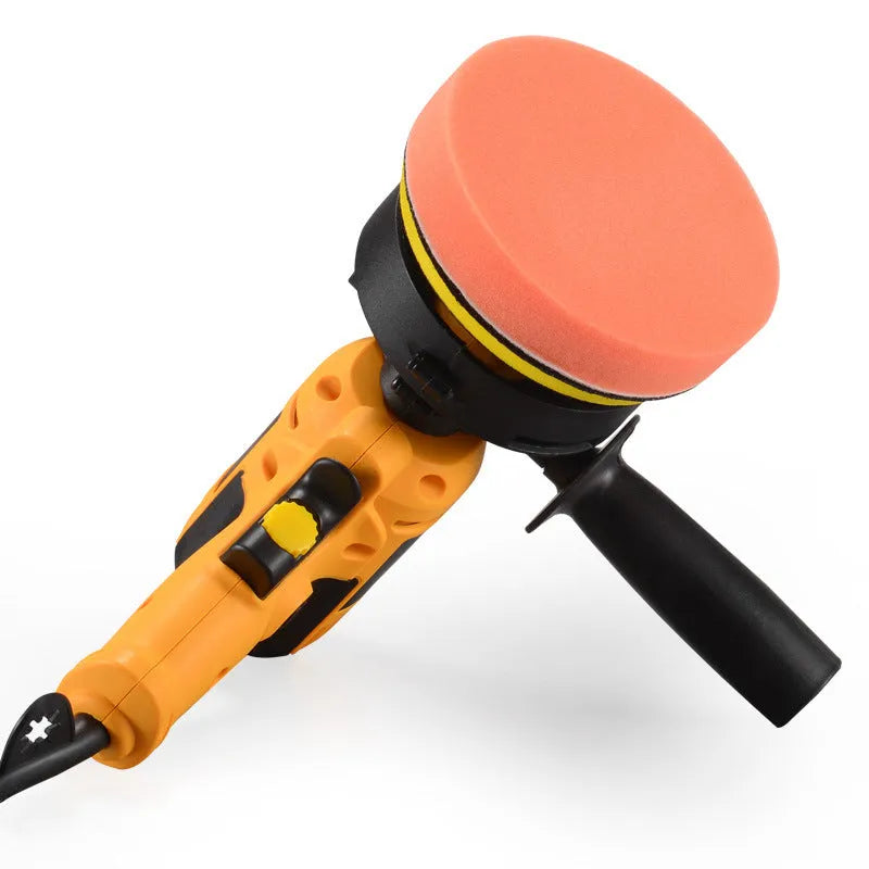 Yellow automotive polishing machine with 125mm disc and 700W motor for multi-material surface treatment