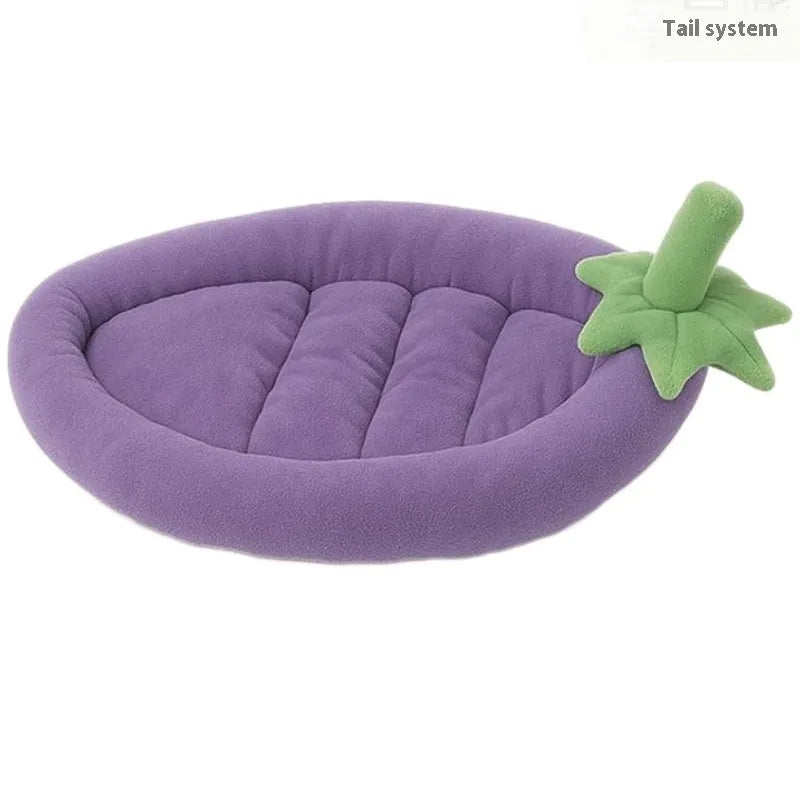 A washable cloth dog mat shown in purple, sized for a large dog.