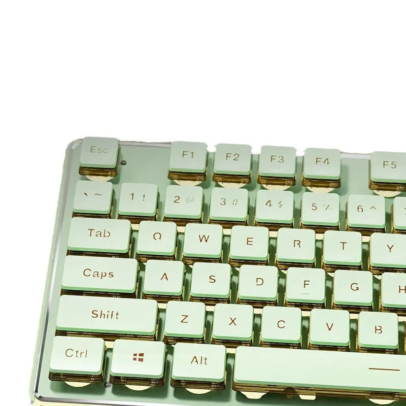 Prewalker V3 mechanical-feel keyboard and mouse set in retro green colour with wired and wireless connectivity options