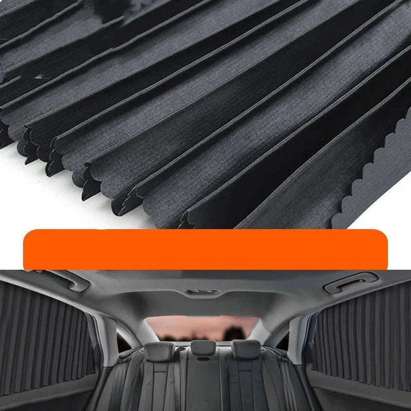 Auto retractable car sunshade sunscreen with roller shutter mechanism in thick opaque cloth material