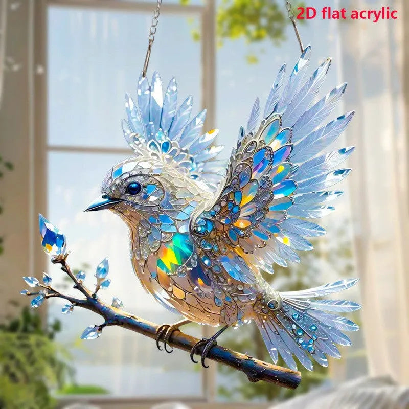 Acrylic bird pendant wall decoration with cartoon style UV printing