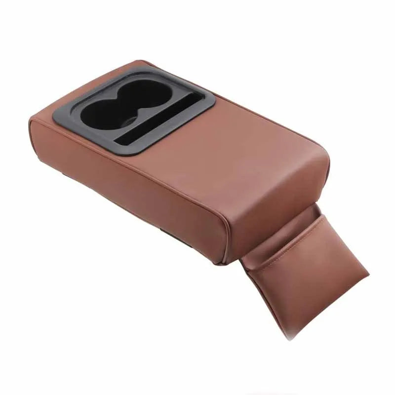 Leather car armrest box with water cup holder universal fit 35x20.5x7.5cm in beige