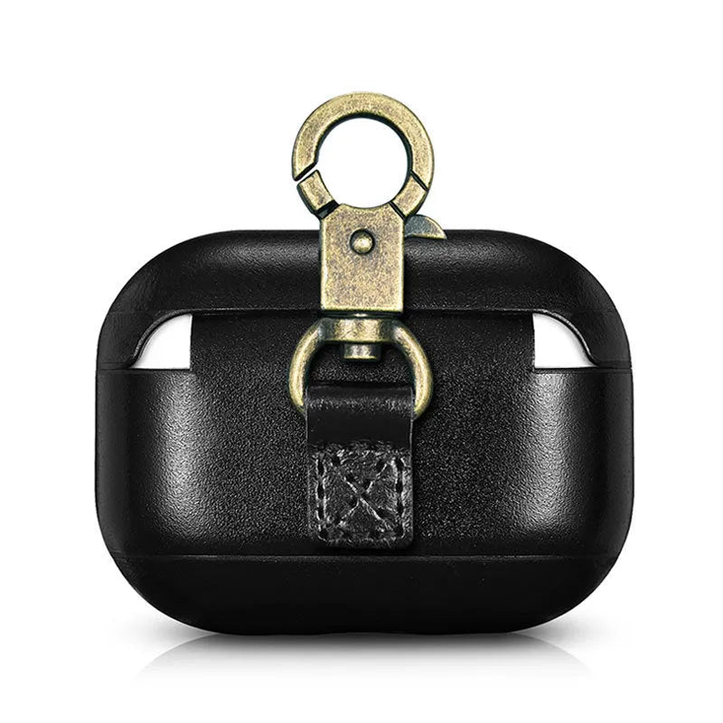 Ring Buckle Series flip protective sleeve for AirPods Pro in brown plastic and leather