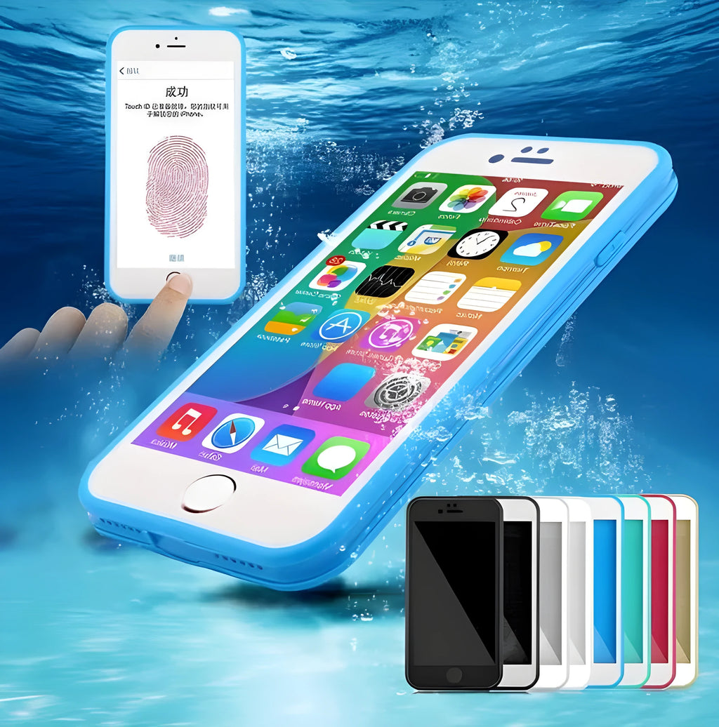 Waterproof silicone case for iPhone XR XS Max 7 Plus in black, showing front and back covers.