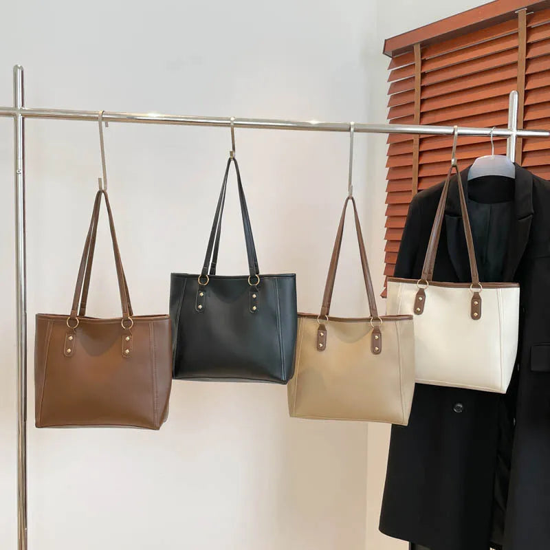 Korean style PU leather shoulder underarm bag in horizontal square shape with sandwich pocket