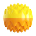 Blue and orange spiky rubber dog ball toy with squeaker for aggressive chewers