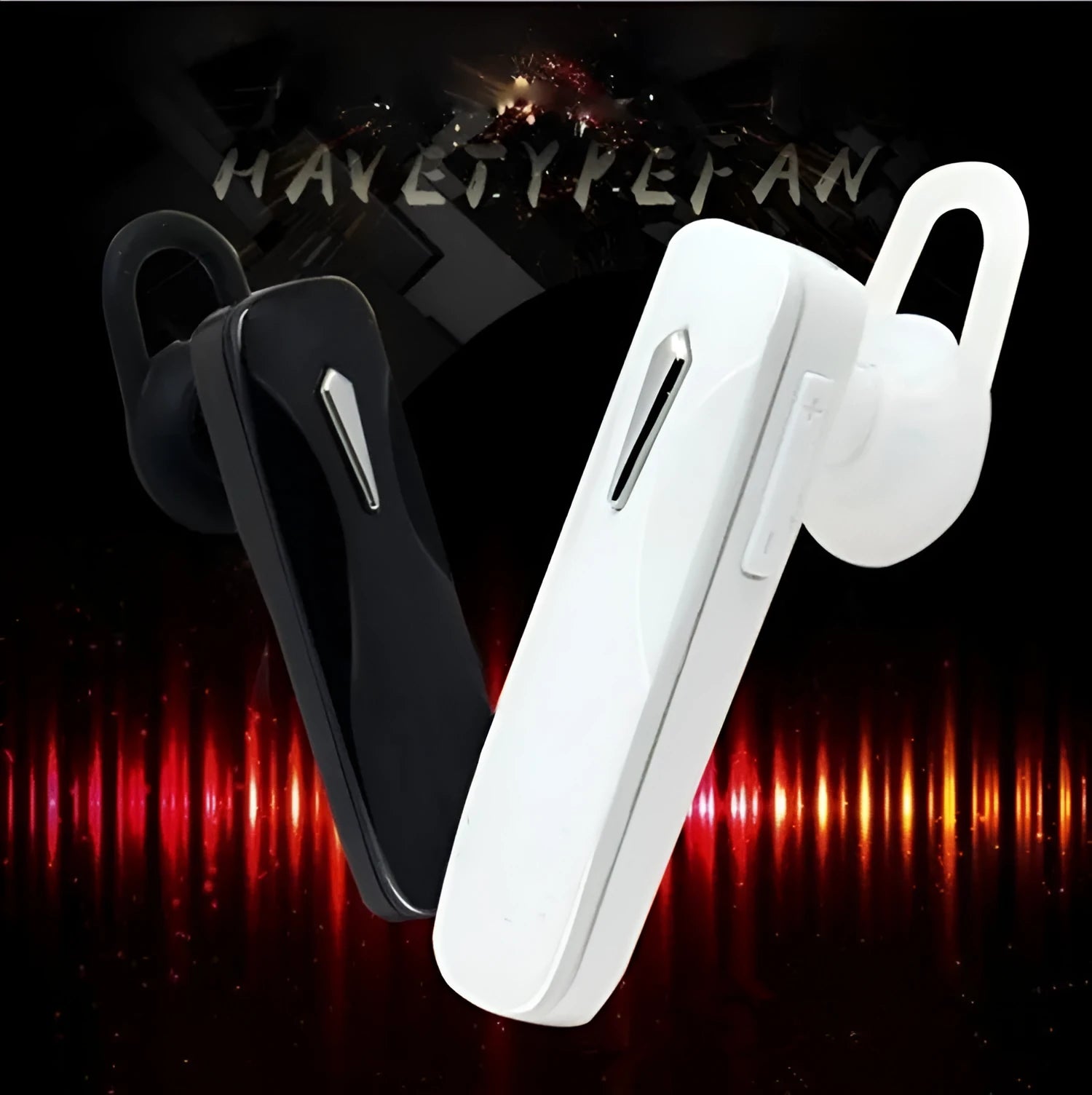 M163 Bluetooth car headset shown in black and white colour options on a plain background.