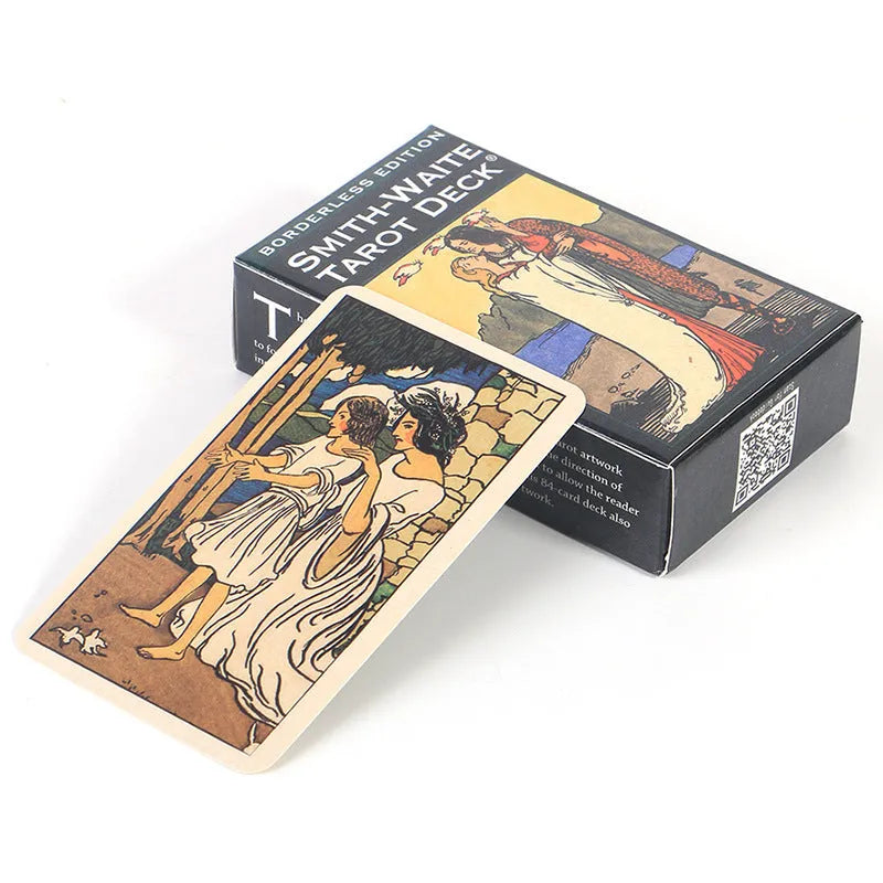 Borderless Waite tarot cards, 78-card coated paper deck, 10.3 x 6cm cards with box and electronic manual