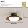 Mid-ancient silent balcony LED ceiling light round 25 beige walnut iron acrylic shade three-colour modes