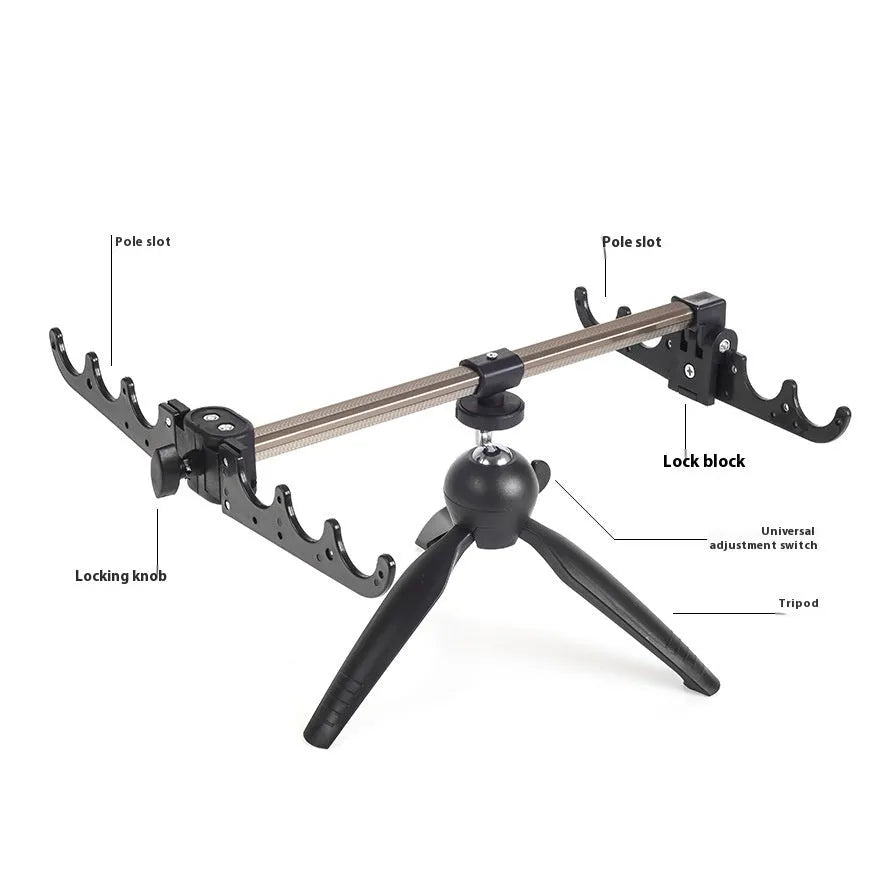 Aluminium alloy ice fishing rod holder bracket with triangle tripod legs