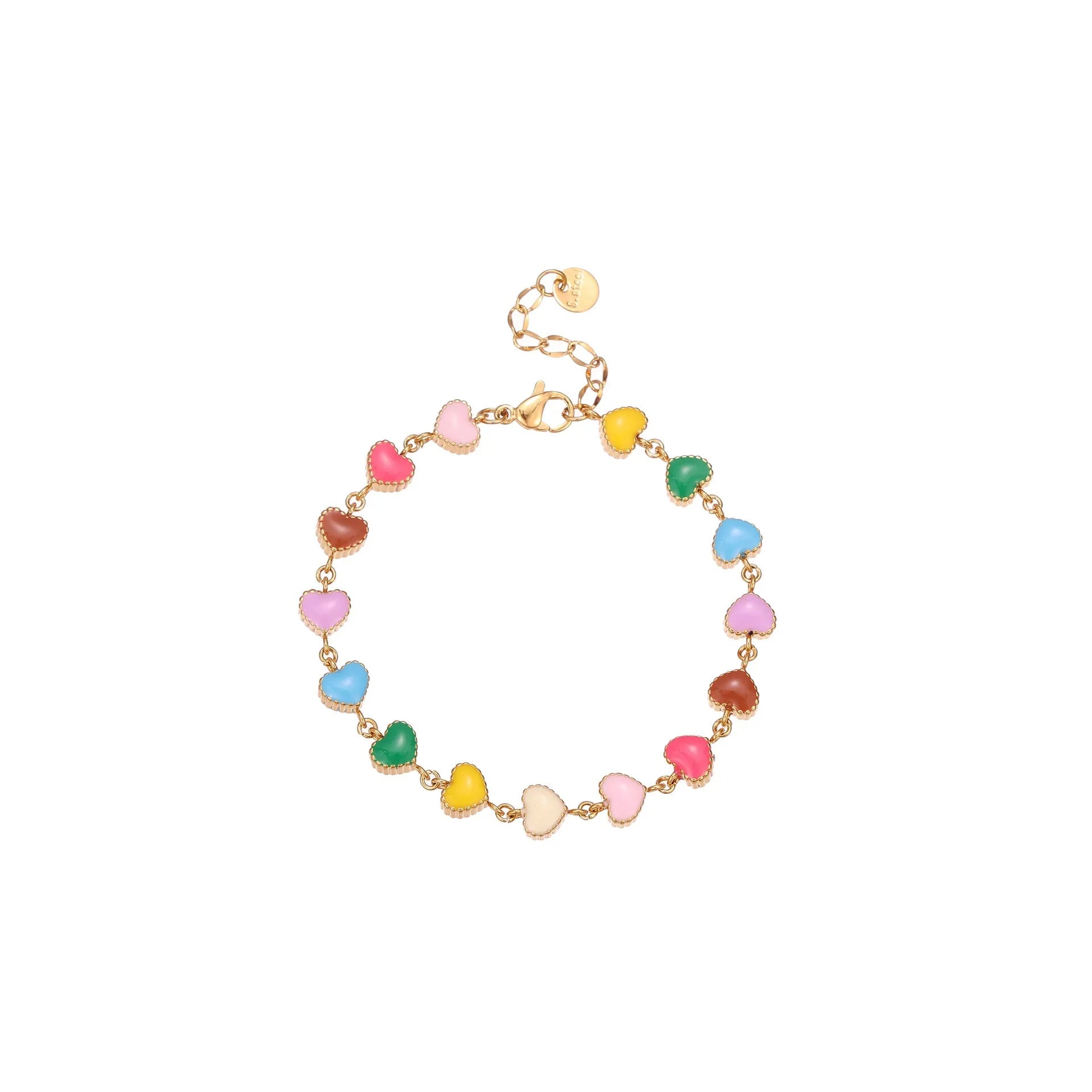 Women's love heart-shaped 18K stainless steel bracelet with gold or steel electroplated finish