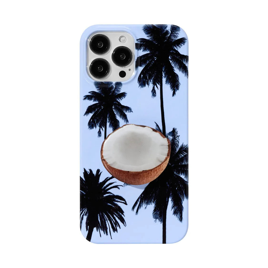 Summer Coconut coloured TPU protective iPhone case with a detachable bracket shown next to an iPhone.
