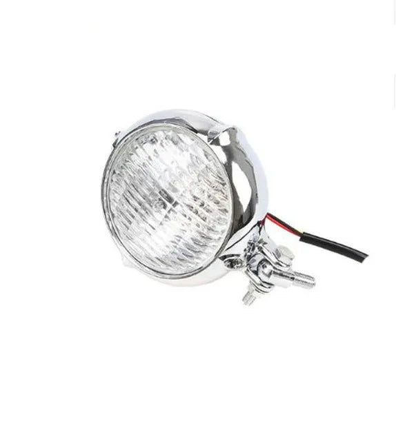 Harley retro motorcycle headlights with electroplated black aluminium housing and yellow halogen bulbs