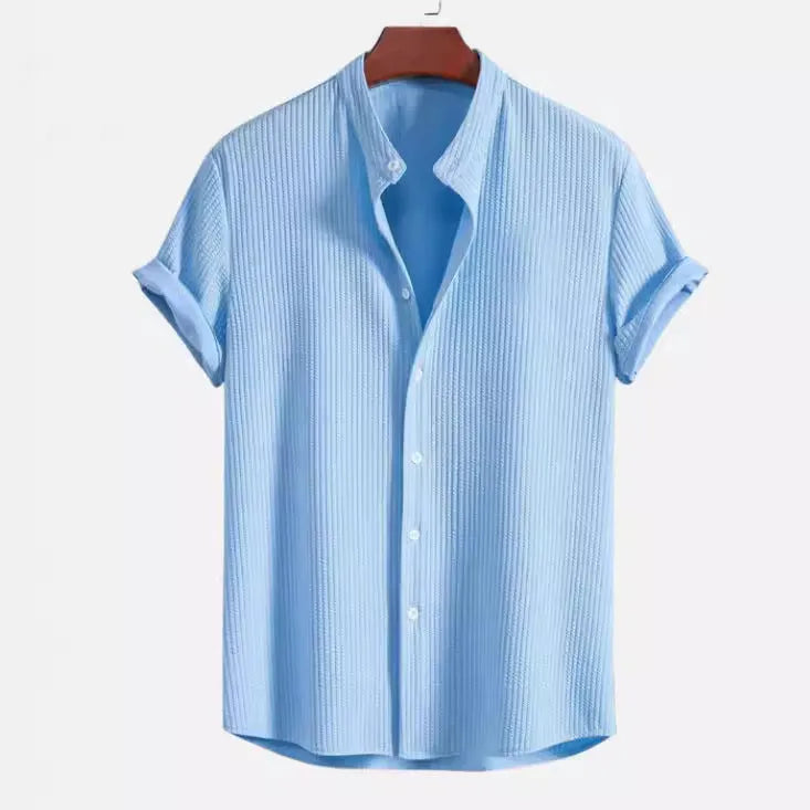 Men's loose short sleeve summer shirt in polyester fabric available in multiple colours