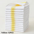 Pack of 12 striped and solid colour cotton kitchen dishwashing towels measuring 48x70cm