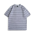Loose fit striped couple t-shirt in apricot, black, yellow, grey and pink colours with Asian sizing