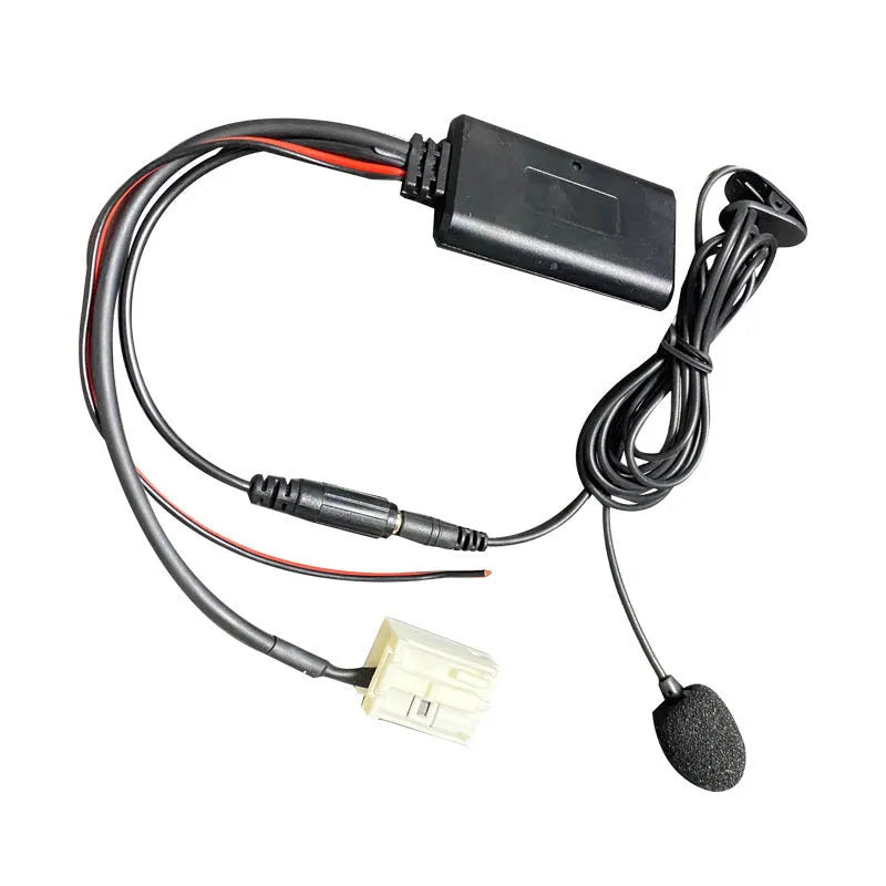 Bluetooth AUX cable adapter for Citroen and Peugeot RD4 car stereos with optional microphone.
