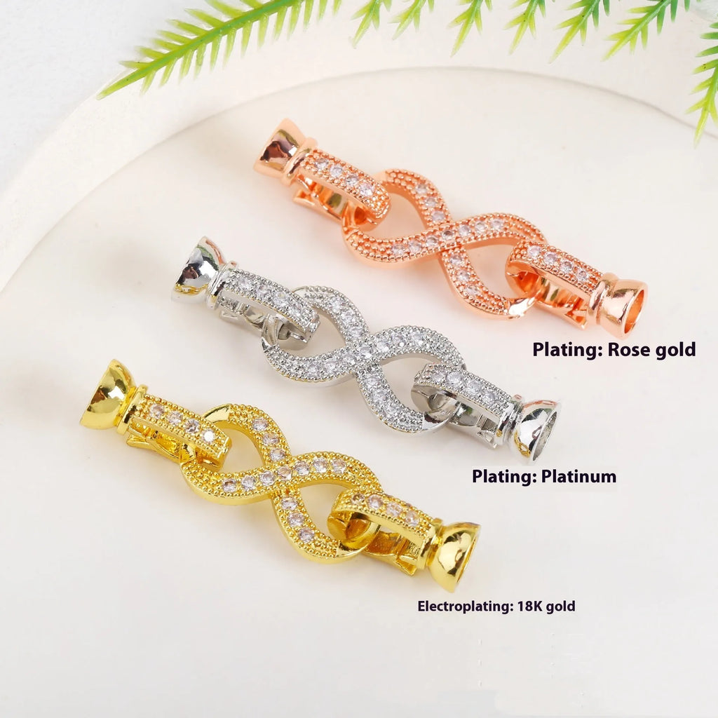 18K gold colour electroplated necklace buckle clasp for DIY jewellery making with small metal chain