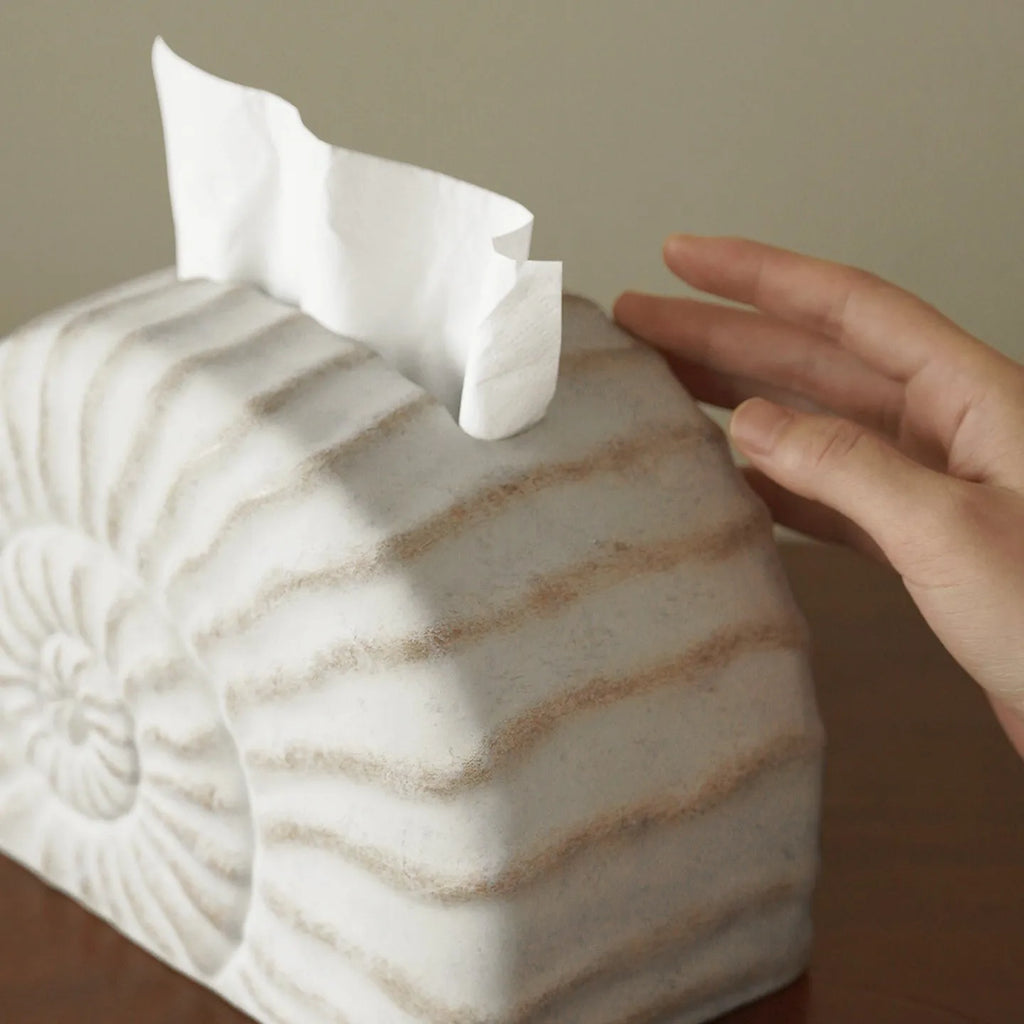 Resin tissue box cover with conch ramble design in modern simplicity style