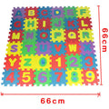 36-piece colourful foam puzzle mat set with removable alphabet and numbers, each tile 12cm x 12cm
