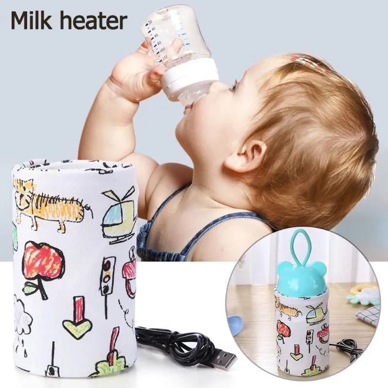 USB baby bottle warmer in cotton spandex fabric with carbon fibre heating element, 28 cm length