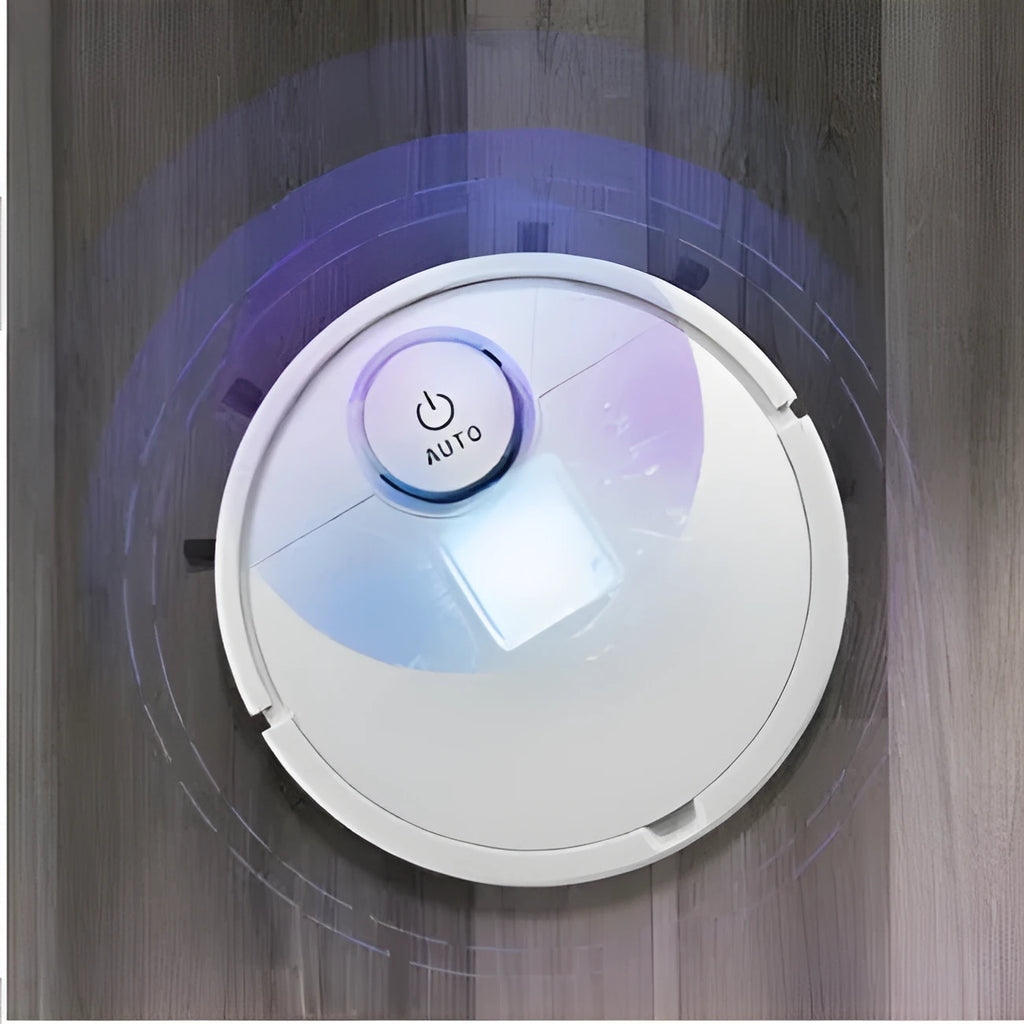 Circular automatic sweeping robot with one-touch button on a hard floor