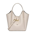 Genuine leather women's large capacity hand holding bucket bag in retro style.