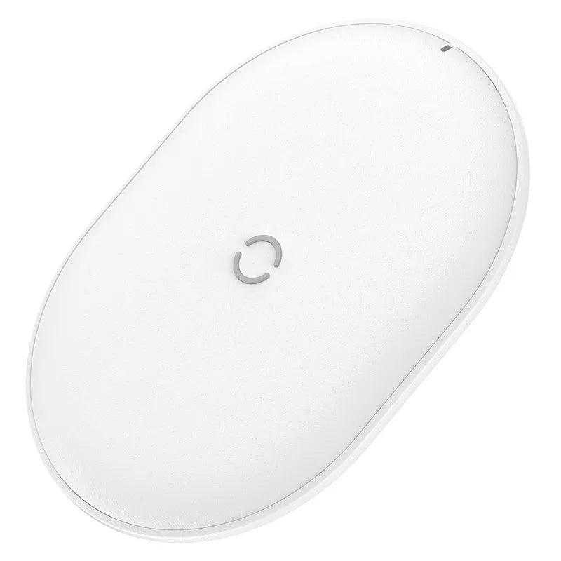 Baseus Rough 15W fast wireless charging pad for mobile phones in black colour on a desk.