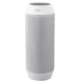 Black or white portable Bluetooth stereo with colourful lights showing 360° sound and compact 19.5×9×8cm size