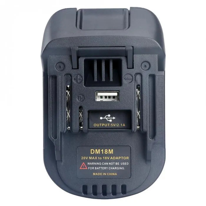 Black Milwaukee DM18M to Makita H99F power tool battery adapter converter