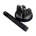 Hidden temporary car parking sign and phone holder with luminous number plate in black ABS and silicone