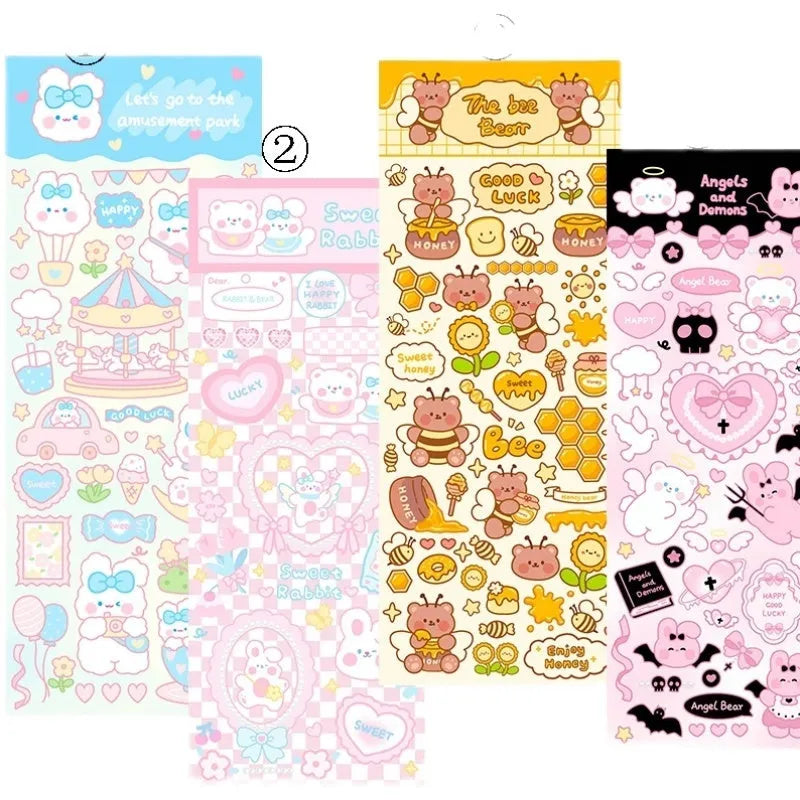 Pack of waterproof PVC cartoon stickers for decorating an agenda notebook or stationery.