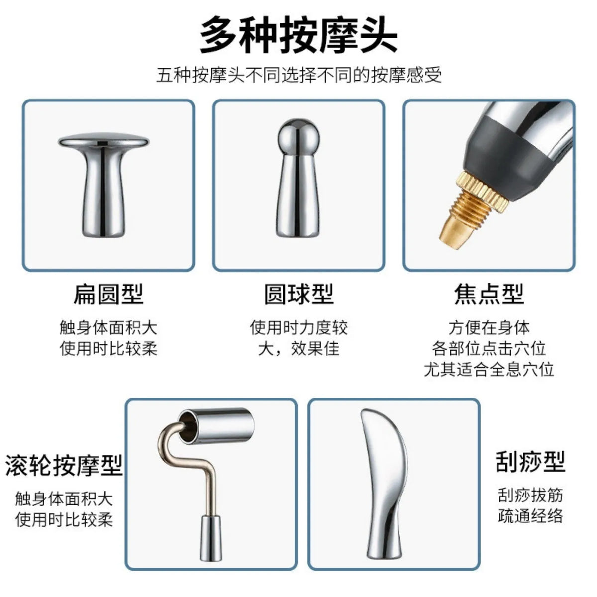 USB rechargeable meridian pen with automatic acupoint detection and five-headed oil applicator in black bagged packaging
