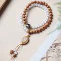 Sandalwood double ring bracelet with Opal Tibetan beads in mixed materials