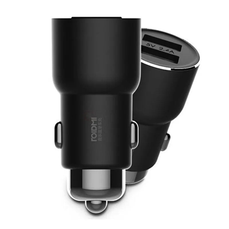 Black Ruimi 3S Music Bluetooth Car Charger with dual USB ports for in-car use.