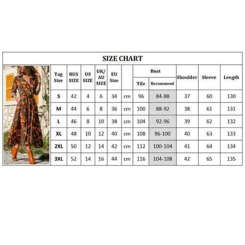 Women's printed chiffon A-line dress with V-neck and high waist design