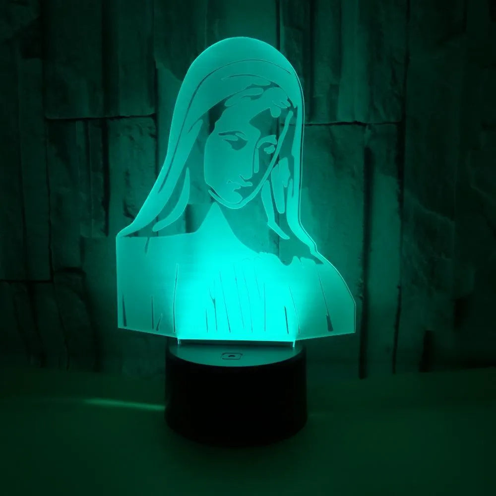 3D stereoscopic dual ring LED night light with touch control base and colourful acrylic panel.