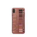 Silicone phone case with textured eye shadow design for iPhone, shown in flesh colour.