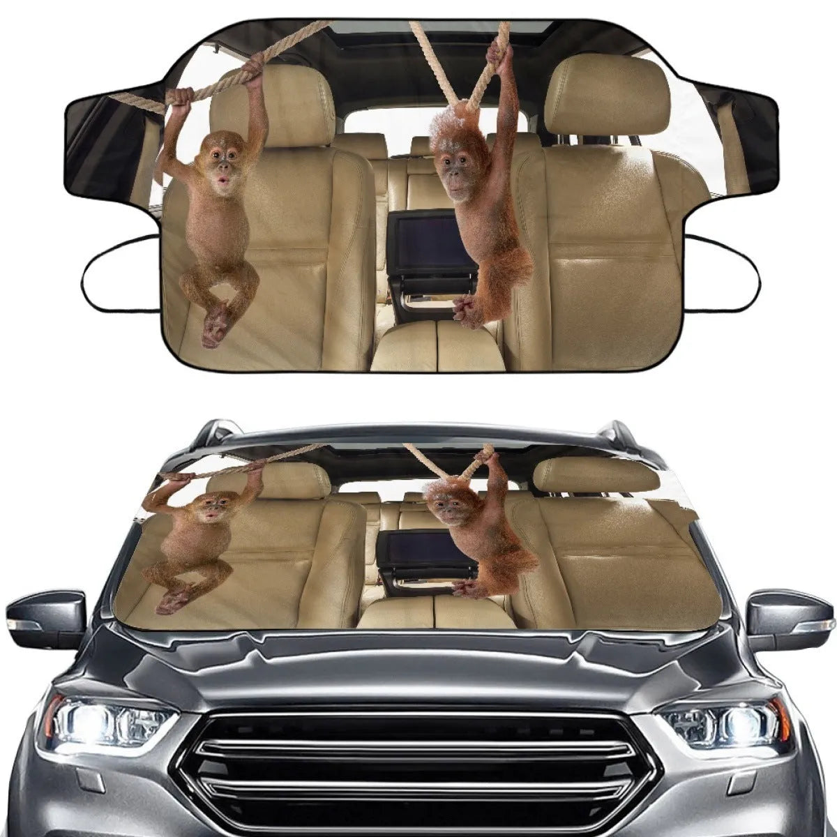 Car snow protection front gear with aluminium foam fabric and lanyard installation system
