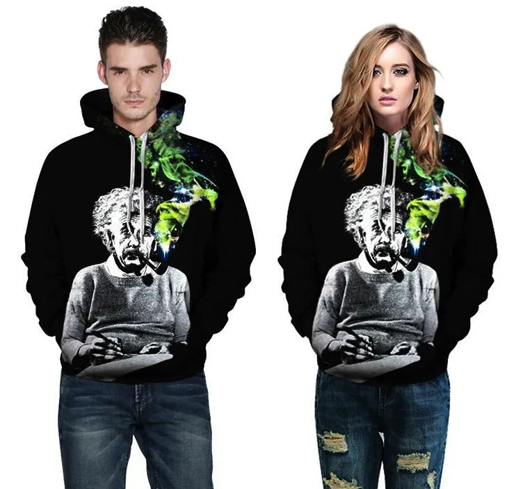 Genius Hoodie in black cotton blend pullover style on model showing casual fit