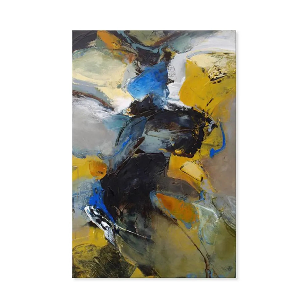 Handmade oil painting on canvas, modern abstract design, vertical orientation, rolled frameless artwork